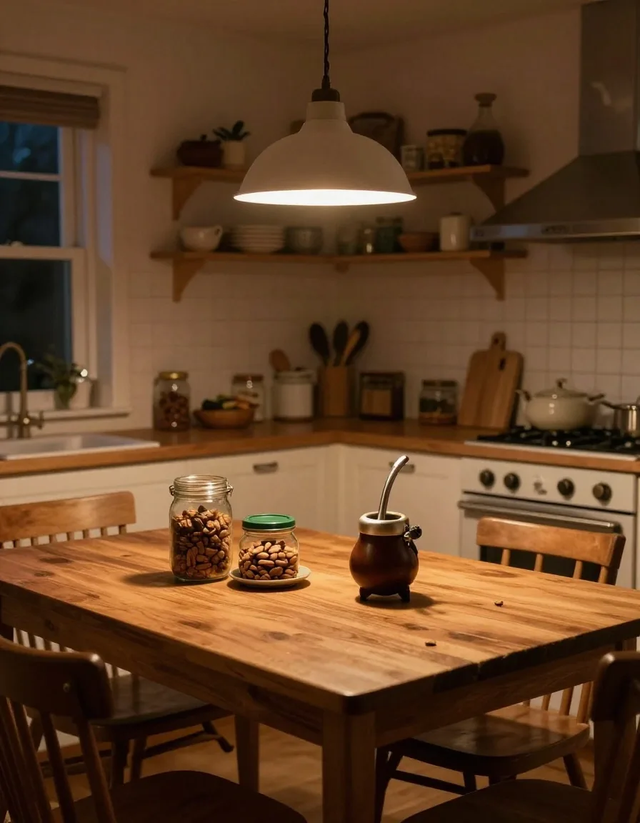 Mesa de cocina con anotaciones de presupuesto familiar