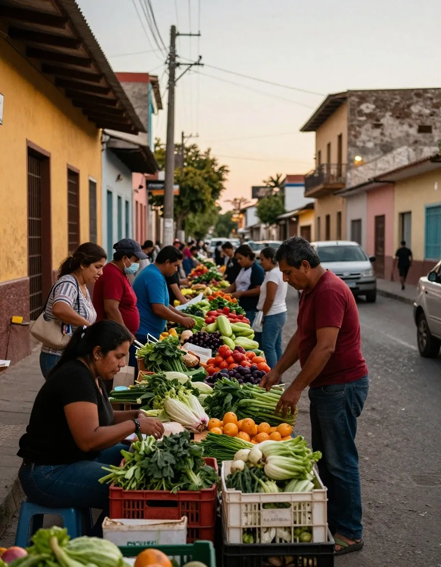 Feria barrial en Argentina por la tarde